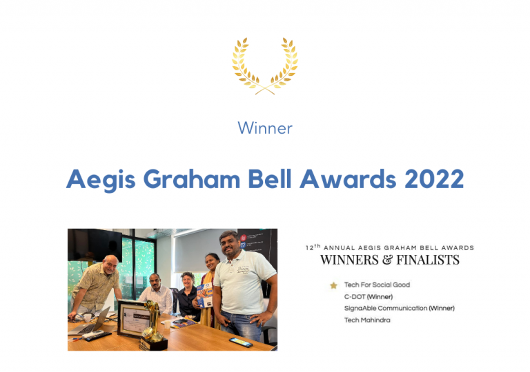 SignAble was a winner in the Tech for Social Good category. This award celebrates innovators and their innovations and is supported by NITI Aayog and Skill India.